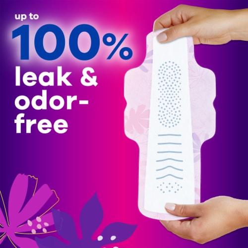 Always Radiant Overnight Feminine Pads for Women, Size 4 for Nighttime, with Wings Perspective: left