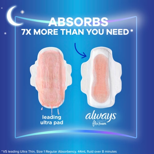 Always Infinity Size 4 Overnight Unscented Pads With Wings Perspective: left