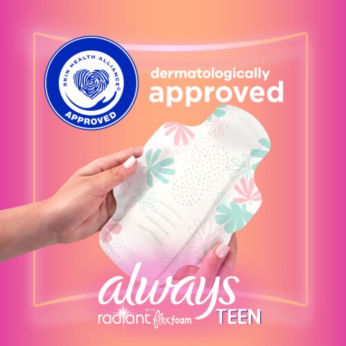 Always Radiant Teen Size 1 Regular Unscented Pads With Wings Perspective: left