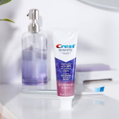 Crest 3D White Glamorous White Teeth Whitening Toothpaste Perspective: left