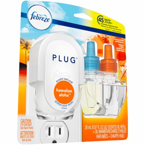 Febreze Plug Hawaiian Aloha Scented Oil Refill + Oil Warmer Perspective: left