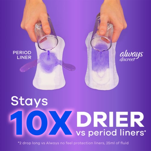 Always Discreet Adult Incontinence Liners for Women Very Light Absorbency Long Length Perspective: left