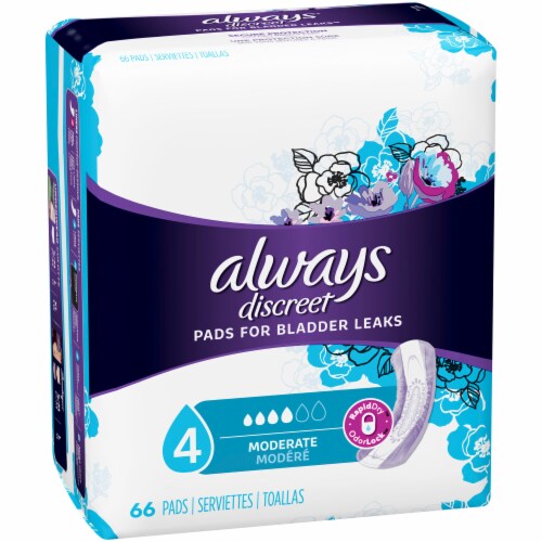 Always Discreet Moderate Abosrbency Size 4 Lightly Scented Bladder Leak Pads Perspective: left