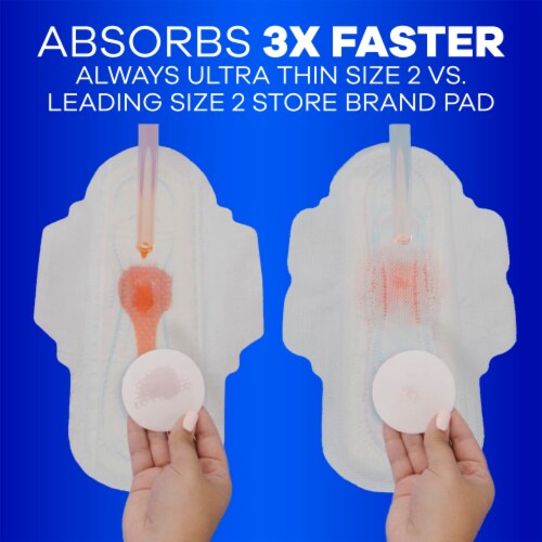 Always Ultra Thin Pads with Wings Regular Absorbency Size 1 Unscented Perspective: left