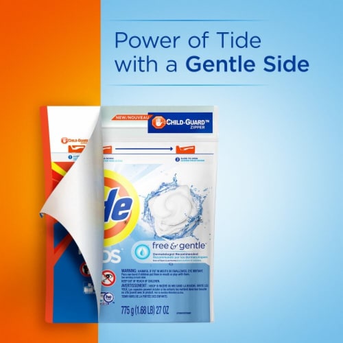 Tide PODS Free and Gentle Liquid Laundry Detergent Soap Pacs Perspective: left
