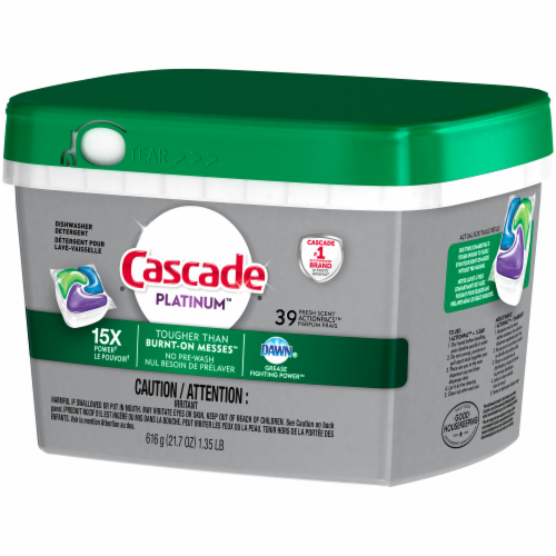 Cascade Platinum Fresh Scent  Dishwasher Detergent Action Pacs Perspective: left