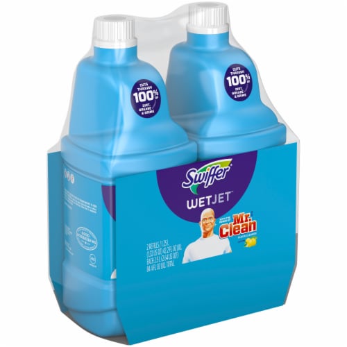 Swiffer® WetJet with Lemon Liquid Floor Cleaner Refill Twin Pack Perspective: left