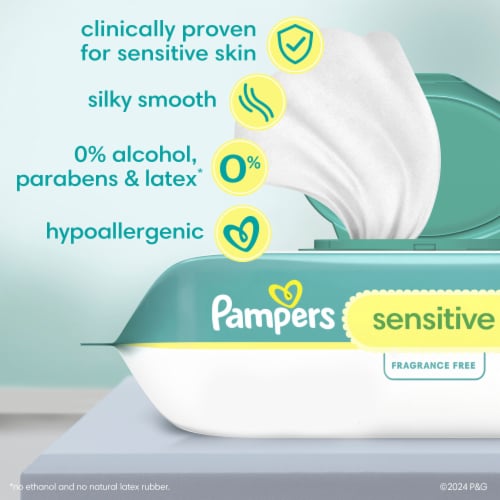 Pampers Sensitive Perfume Free Baby Wipes Perspective: left