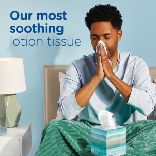Puffs Plus Lotion Mega Cube Facial Tissue Perspective: left