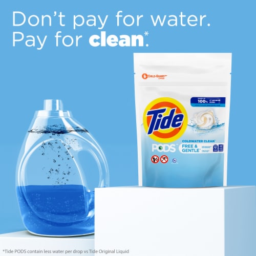 Tide PODS Free and Gentle Unscented Liquid Laundry Detergent Soap Pacs Perspective: left