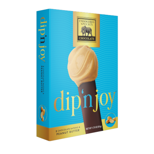 Endangered Species Dip 'n Joy Chocolate Batons & Peanut Butter Candy Bar Perspective: left
