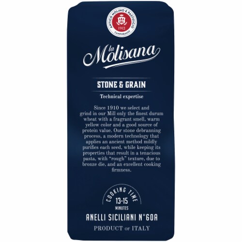 La Molisana Bronze Die Anelli Siciliani Durum Wheat Semolina Enriched Macaroni Product Perspective: left