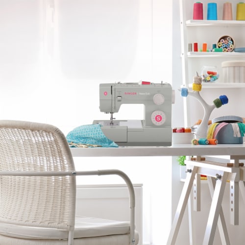 SINGER 4452 Heavy Duty Sewing Machine w/ 110 Applications and Accessories, Gray Perspective: left