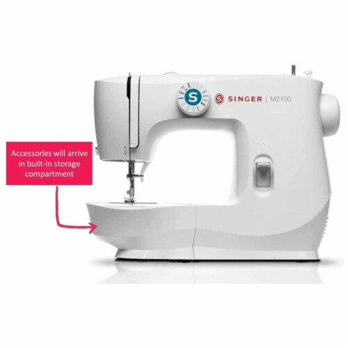Singer M2100 Sewing Machine with 63 Stitch Applications and Accessories, White Perspective: left