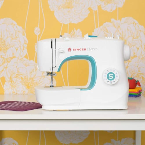 Singer M3300 Sewing Machine with 97 Stitch Applications and Accessories, White Perspective: left