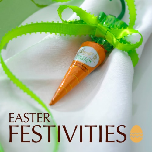 Lindt Carrots Solid Milk Chocolate Easter Candy Blended with Hazelnut Pack Perspective: left