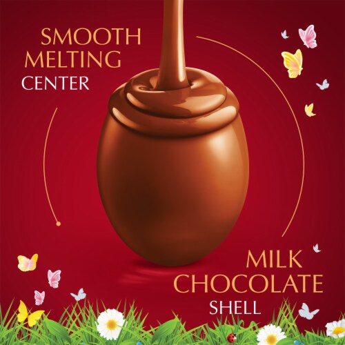 Lindt LINDOR Easter Milk Chocolate Candy Truffle Egg Perspective: left