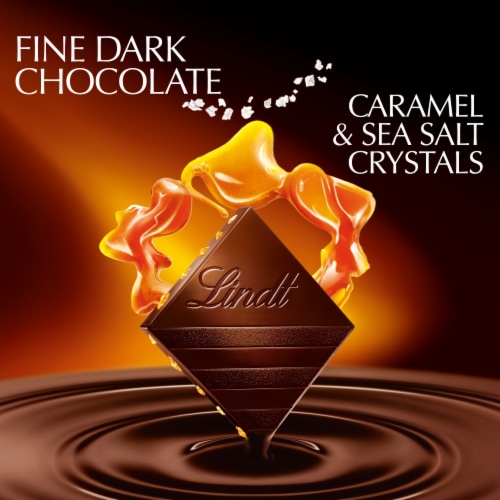 Lindt EXCELLENCE Caramel Sea Salt Dark Chocolate Candy Bar Perspective: left