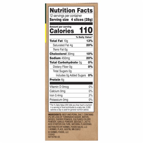 Hormel® Natural Choice® Uncured Hard Salami Deli Meat Perspective: left