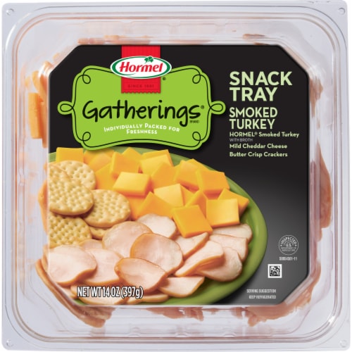 Hormel Gatherings® Smoked Turkey with Cheese and Crackers Deli Snack Tray Perspective: left
