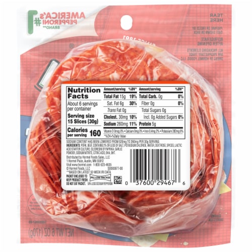 Hormel® 50% Less Sodium Pepperoni Perspective: left