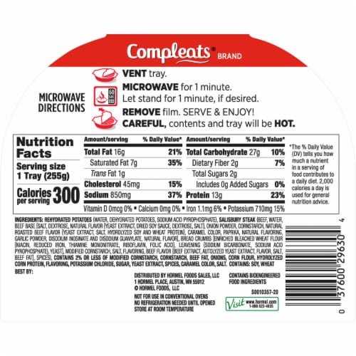 Hormel® Compleats® Salisbury Steak Microwave Tray Perspective: left