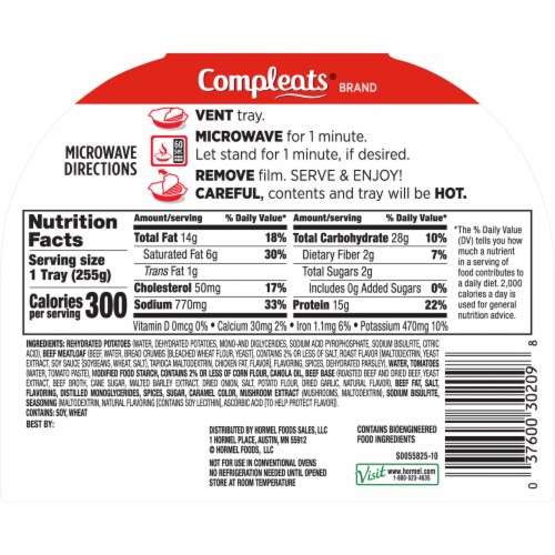 Hormel® Compleats® Meatloaf & Gravy with Mashed Potatoes Microwave Tray Perspective: left