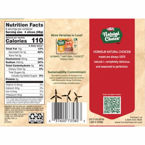 Hormel® Natural Choice® Uncured Hard Salami Deli Meat Perspective: left