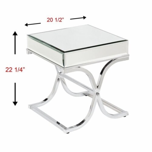 SEI Furniture Ava Mirrored End Table in Chrome Perspective: left