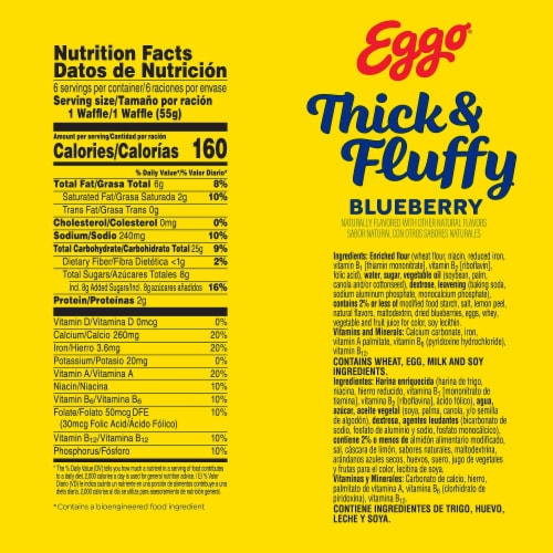 Kellogg's® Eggo® Thick and Fluffy Blueberry Frozen Waffles Perspective: left
