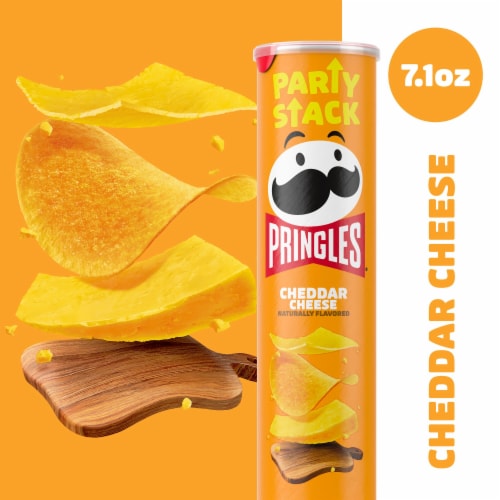 Pringles® Cheddar Cheese Potato Crisps Chips Party Stack Perspective: left