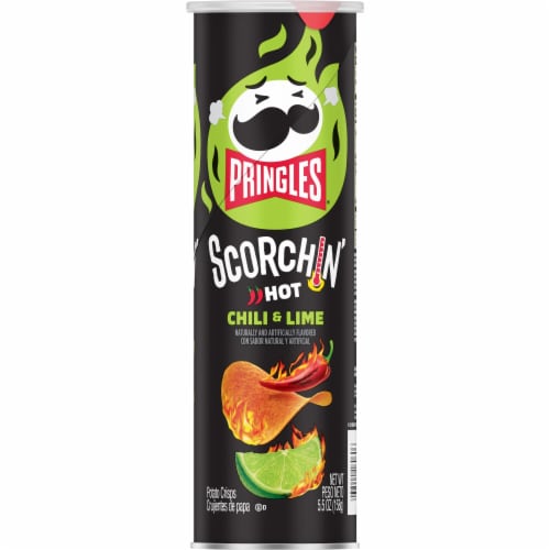 Pringles® Scorchin' Chili and Lime Potato Crisps Chips Perspective: left