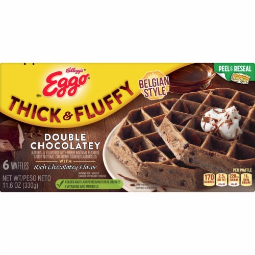 Kellogg's® Eggo® Thick and Fluffy Double Chocolatey Frozen Waffles Perspective: left