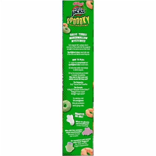 Kellogg's Apple Jacks Breakfast Cereal with Marshmallows Original with Spooky Marshmallows Perspective: left
