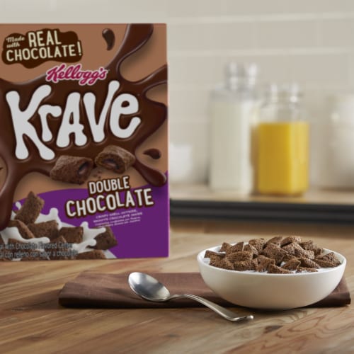 Kellogg's Krave Double Chocolate Breakfast Cereal Perspective: left