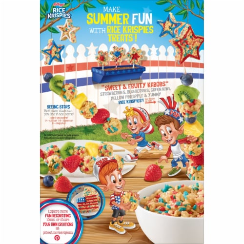 Kellogg's Rice Krispies Original with Red and Blue Krispies Cold Breakfast Cereal Perspective: left