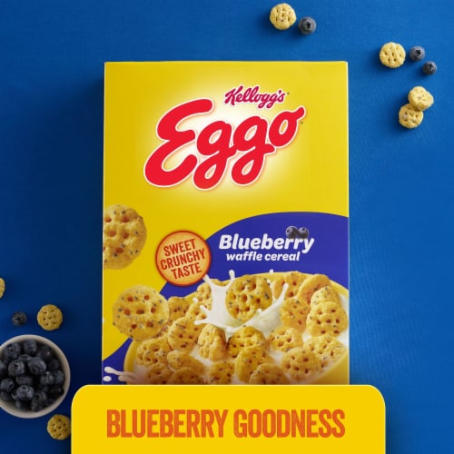 Eggo Blueberry Waffle Breakfast Cereal Perspective: left