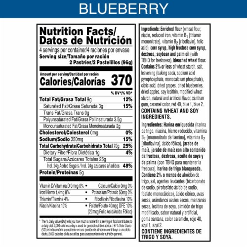 Kellogg's Pop-Tarts Unfrosted Blueberry Toaster Pastries Perspective: left