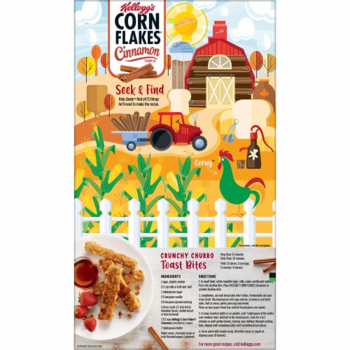 Kellogg's Corn Flakes Cinnamon Cold Breakfast Cereal Family Size Perspective: left