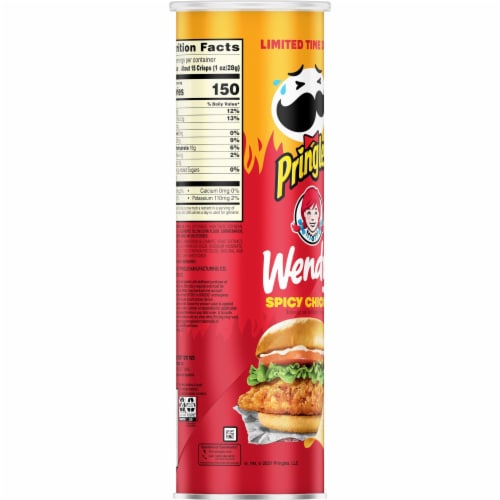 Pringles Wendy's Spicy Chicken Flavored Potato Crisps Chips Perspective: left