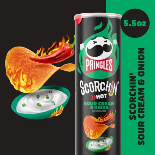 Pringles® Scorchin' Sour Cream and Onion Potato Crisps Chips Perspective: left