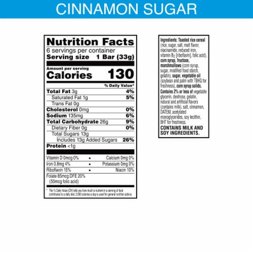 Kellogg's Rice Krispies Treats Homestyle Cinnamon Sugar Marshmallow Treat Bars Perspective: left