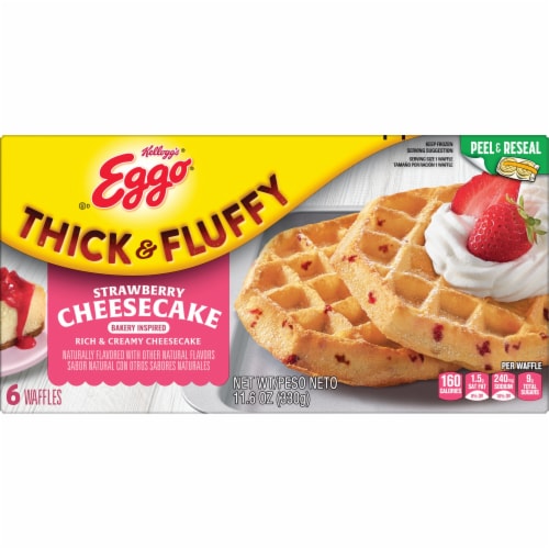 Eggo® Thick and Fluffy Strawberry Cheesecake Frozen Waffles Perspective: left