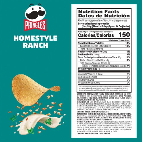 Pringles® Harvest Blends Homestyle Ranch Potato Crisps Chips Perspective: left