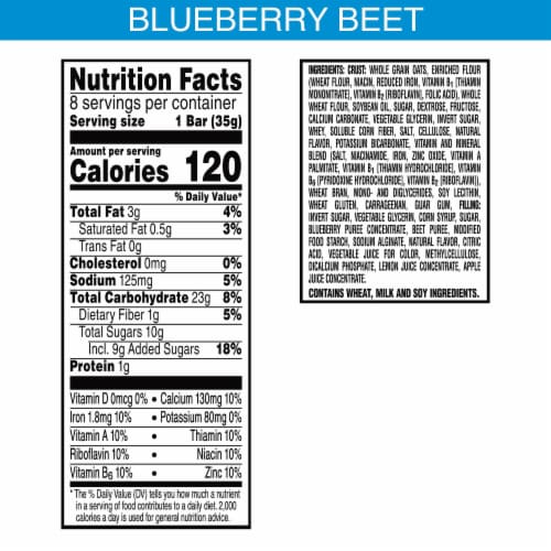 Kellogg's Nutri-Grain Fruit and Veggie Blueberry and Beet Breakfast Bars Perspective: left