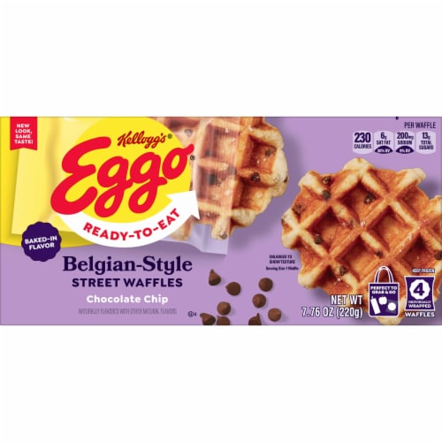 Kellogg's® Eggo® Chocolate Chip Frozen Belgian-Style Street Waffles Perspective: left