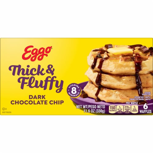 Kellogg's® Eggo® Thick and Fluffy Dark Chocolate Chip Frozen Waffles Perspective: left