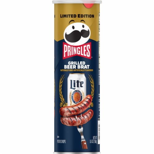 Pringles® Miller Lite Grilled Beer Brat Potato Crisps Chips Perspective: left