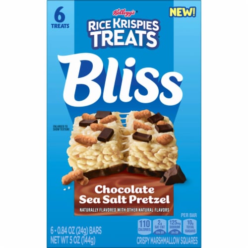 Kellogg's Rice Krispies Treats Bliss Chocolate Sea Salt Pretzel Crispy Marshmallow Squares Perspective: left