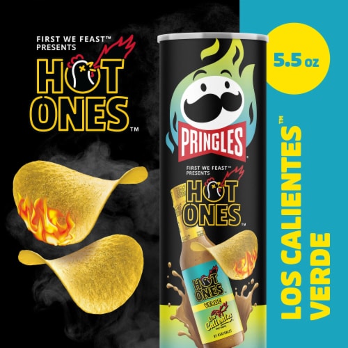 Pringles® Hot Ones Verde Potato Crisps Chips Perspective: left